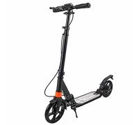 Monopattino per adulti e bambini + lega di alluminio, regolabile in altezza, pieghevole per bambini, con freno a mano, monopattino mobilità, gioco, attività familiari (nero)