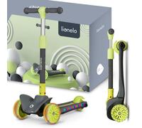 LIONELO Timmy - Monopattino per bambini da 3 anni fino a 50 kg, monopattino a tre ruote con regolazione in altezza, piattaforma antiscivolo, freno, ruote e piattaforma LED (VERDE, TIMMY)