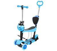 Monopattino per bambini 5 in 1, pieghevole, con sedile rimovibile, barra di spinta e schienale regolabile in altezza, manubrio per bambini a partire dai 2 anni