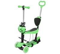 Monopattino per bambini, monopattino a 3 ruote LED, 5 in 1, manubrio regolabile in altezza, canna telescopica Sella Schienale Rimovibile, gioco all'aperto (verde, 5 in 1)
