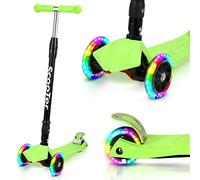 Monopattino per bambini Tubiaz con 3 ruote a LED, 4 Level monopattini per bambini regolabili in altezza e pieghevoli, antiscivolo, per monopattini per bambini da 3-14 anni, fino a 50 kg, verde