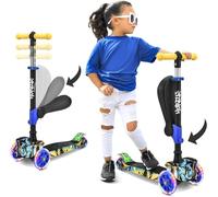 Hurtle Monopattino Bambino, Monopattino Bambina, Monopattino a 3 Ruote, Regolabile in Altezza con Sedile Pieghevole, Scooter per Bambini e Bambine con Ruote LED Multicolore, Dai 2 ai 14 Anni