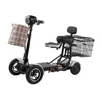 Monopattino pieghevole a 4 ruote per adulti, anziani e disabili, viaggi all'aperto, doppio cestino anteriore e posteriore, doppi freni a disco, nero, 15,6 Ah/40 km