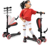 Hurtle Monopattino Bambino, Monopattino Bambina, Monopattino a 3 Ruote, Regolabile in Altezza con Sedile Pieghevole, Scooter per Bambini e Bambine con Ruote LED Multicolore, Dai 2 ai 14 Anni