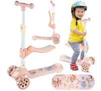 Monopattino scooter pieghevole ruote LED equitazione rosa 3in1