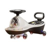 Monopattino Wiggle con ruote lampeggianti a LED e musica, antiribaltamento e sterzo flessibile, giocattolo da cavalcare for auto altalena da esterno e interno(Gris,Flashing wheel)