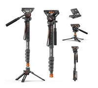 Monopiede con piedi, treppiede monopiede professionale per fotocamera da 185,9 cm, con nuova testa fluida Q6 per DJI RS4 Manfrotto, monopiede portatile in alluminio da viaggio con base treppiede