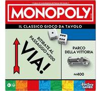 Monopoly Gioco classico da tavolo con vaschetta-contenitore e pedine più grandi - Versione italiana