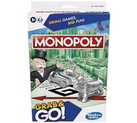 MONOPOLY Hasbro Gaming Grab and Go, gioco da tavolo strategico portatile per bambini di 8 anni, per 2-4 giocatori, giochi per famiglie e feste, divertente idea regalo di Natale e compleanno per