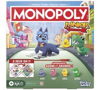Monopoly Junior (2026 edition), Board Game 2 Games in 1, Reversible Board Fr