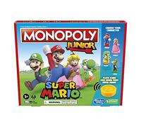 Monopoly Junior Super Mario Edition Board Game, Fun Kids' Ages 5 and Up, Esplore The Mushroom Kingdom as Mario, Peach, Yoshi, or Luigi (Amazon Exclusive)