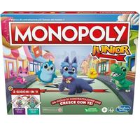 Hasbro gaming - monopoly junior 2 giochi in 1, gioco da tavolo, tabellone fronte-retro