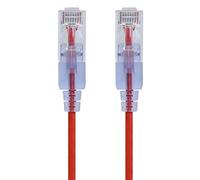 Monoprice 116314 Cavo patch Ethernet Cat6A UTP, 30 AWG, 10 G, in puro rame nudo, antigroviglio, RJ45, serie SlimRun, 0,3 m, rosso, confezione da 10