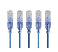 Monoprice 129425 Cavo patch Ethernet Cat6A UTP, 30 AWG, 10 G, in puro rame nudo, antigroviglio, RJ45, serie SlimRun, 0,6 m, blu, confezione da 5