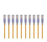 Monoprice Cat6A - Cavo patch UTP 30AWG 10G in puro rame nudo antigroviglio RJ45 serie SlimRun da 0,6 m, giallo, 10 pezzi