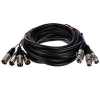 Monoprice Cavo a serpente da XLR a XLR a 4 canali, 6,10 m, nero/argento, M/F con alloggiamenti in metallo, connettori in plastica e gomma