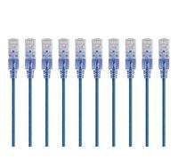 Monoprice Cavo patch Ethernet Cat6A antigroviglio, RJ45, 550 Mhz, 10 G, UTP, filo di rame puro nudo, 30 AWG, confezione da 10, 0,3 m, blu, serie SlimRun