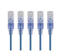 Monoprice Cavo patch Ethernet Cat6A antigroviglio, RJ45, 550 Mhz, 14 G, UTP, filo di rame puro nudo, 30 AWG, confezione da 5, 4,2 m, blu, serie SlimRun