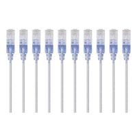 Monoprice Cavo patch Ethernet Cat6A antigroviglio, RJ45, 550 Mhz, 3 G, UTP, filo di rame puro nudo, 30 AWG, confezione da 90 cm, bianco, serie SlimRun, confezione da 10