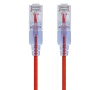 Monoprice Cavo patch Ethernet Cat6A UTP, 30 AWG, 10 G, in puro rame nudo, antigroviglio, RJ45, serie SlimRun, 1,5 m, rosso, confezione da 10