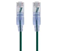 Monoprice Cavo patch Ethernet Cat6A UTP, 30 AWG, 10 G, in puro rame nudo, antigroviglio, RJ45, serie SlimRun, 4,3 m, verde, confezione da 10