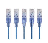 Monoprice Cavo patch Ethernet Cat6A UTP, 30 AWG, 5 G, in puro rame nudo, antigroviglio, RJ45, serie SlimRun, 15 m, blu, confezione da 5