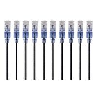Monoprice - Cavo patch Ethernet SlimRun Cat6A 133257 - antigroviglio RJ45 UTP filo di rame puro nudo 10G 30AWG 9,1 m nero confezione da 10