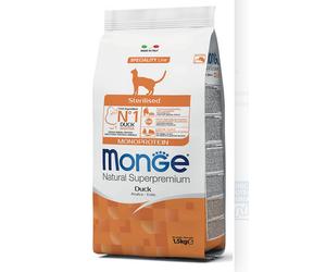 MONOPROTEIN GUSTO ANATRA 1,5 kg CAT STERILIZED MONGE CROCCANTINI GATTI