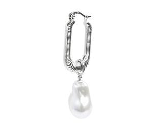 Monorecchino Donna rettangolo Marlù acciaio con perla 33OR0065-W