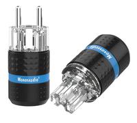 Monosaudio Coppia di connettori HiFi Schuko, IEC C15, connettore High End per dispositivi freddi, 16 A, 250 V, spina audiofilo (rodiato, E103R/F103R)