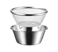 MonoSora Cestello scolapiatti in acciaio inox per lavare frutta e verdura, 14 x 14 x 6 cm, argento