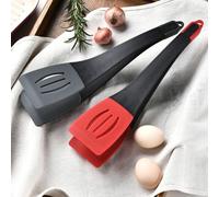 MonoSora Pinze da cucina 3 in 1 in silicone con paletta scanalata e morsetto per barbecue, pentole e padelle, lavabili in lavastoviglie, nero e rosso