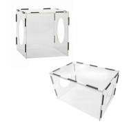 MonoSora Scatola per polvere in acrilico con 2 fori, copertura trasparente per lucidatura e lucidatura per strumenti di incisione, 200 x 200 x 200 mm