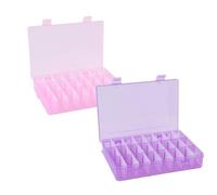 MonoSora Scatola portaoggetti in plastica con 24 scomparti, con coperchio bloccabile, 19 x 12,5 x 3,5 cm, materiale PP per parti artigianali, viti, componenti SMT SMT, rosa
