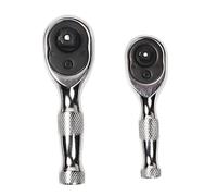 MonoSora Set di 2 chiavi a cricchetto compatte a 72 denti con oscillazione di 5 gradi e manico corto per riparazione auto da 1/4" e 3/8"