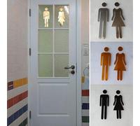 MonoSora Targhetta adesiva 3D per porta del WC in acrilico con uomo e donna, 1 paio di lastre decorative, colore: nero, oro o argento