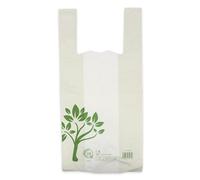 Monouso | 100 sacchetti di plastica, Be Eco, borsa T-shirt, Home Compost, biodegradabili, resistenti, commerciali, supermercati, 35 x 45 cm G70