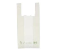 Monouso | 100 sacchetti di plastica, classici, borsa per maglietta, Home Compost, biodegradabili, resistenti, commerciali, supermercati, 35 x 45 cm G70