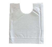 100 Bavagli PE Easy Bimbo 27 x 33 cm. Bavaglio in carta con film in polietilene, fondo impermeabile e tasca raccogli cibo nella parte inferiore