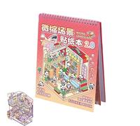 Monozoz Adesivi in miniatura a forma di libro, decalcomanie artigianali in miniatura 3D, divertenti album di ritagli, adesivi per la stanza dei libri, sollievo dallo stress, graziosi, decalcomanie per