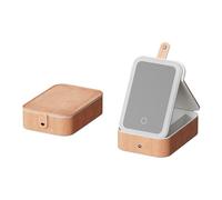 Monozoz Astuccio per trucco da viaggio con specchio, astuccio per il trucco con specchio e luce | borsa portaoggetti artista motivo coccodrillo - custodia per attrezzi per accessori per il trucco