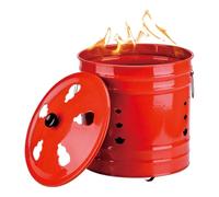 Monozoz Barile per bruciare con coperchio, manico ergonomico per carta, secchio bruciatore a prova di scintille, per giardino, patio, spiaggia, portico, balcone, cortile, terrazza interna