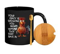 Monozoz Da Caffè,Tazze Da Bevanda Lavabili In Lavastoviglie Dotate Di Coperchio E Cucchiaio - In Porcellana Per Latte - Per Latte Acqua Ghiacciata Tè Birra Per Madre Padre Moglie Amico Marito