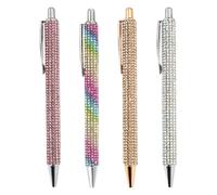 Monozoz Penne a sfera glitterate, penne a sfera, penne in metallo luccicanti, penna retrattile con strass, penne retrattili con cristallo Bling per bambini, studenti, schizzi, esami, scrittura