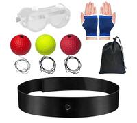 Monozoz Reaction Ball - Set di palle da allenamento per adulti e bambini, React Reflex Balls su corda con fascia, borsa per il trasporto, guanti/occhiali, migliora la coordinazione occhio-mano