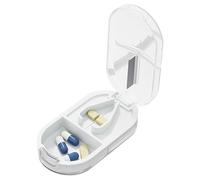 Monozoz Scatola tagliapillole - Affettatrice tagliapillole - Tagliapillole portatile con scomparto per pillole integrato per tagliare le pillole più resistenti