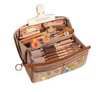 Monozoz Simpatico set di articoli per la scuola Capybara, astuccio di capacità, astuccio organizer per penne con penne, adesivi, clip e altro ancora, astuccio con apertura ampia per