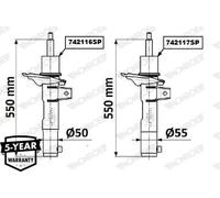 Ammortizzatore Spina superiore 742117SP MONROE per AUDI VW SEAT SKODA CUPRA