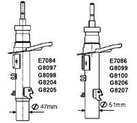 MONROE ammortizzatore G8205 a gas McPherson bitubo