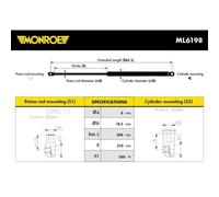 MONROE Ammortizzatore Gas Per Cofano Compatibile Con Dacia Duster ML6198